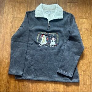 VTG Breckenridge 1/4 Zip Pullover Snowman Winter/Holiday Fleece Sweatshirt: PS